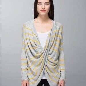 LULULEMON Gray and Yellow Striped Women's Top